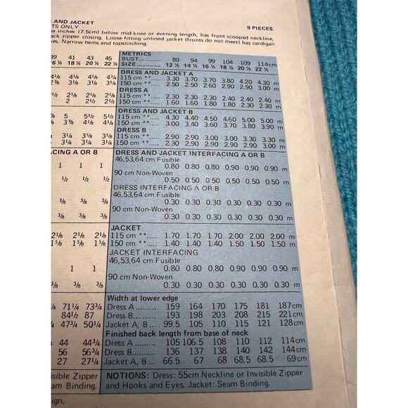 Vogue 9627 pattern dress fit and flare jacket size 16.5 - Picture 5 of 6